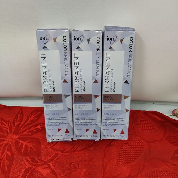 3X 8DV-HM DUSTY VIOLET Ion Intensive Shine Permanent Crème Hair Color 2 Oz - Picture 1 of 10